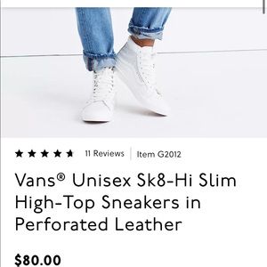 COPY - Vans white high top leather perforated sneakers